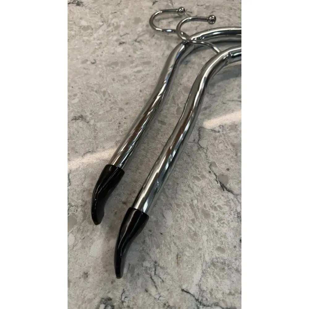 Set of 2 Vintage Lee Rowan Hangers Chrome-plated Finish Black Plastic Tips